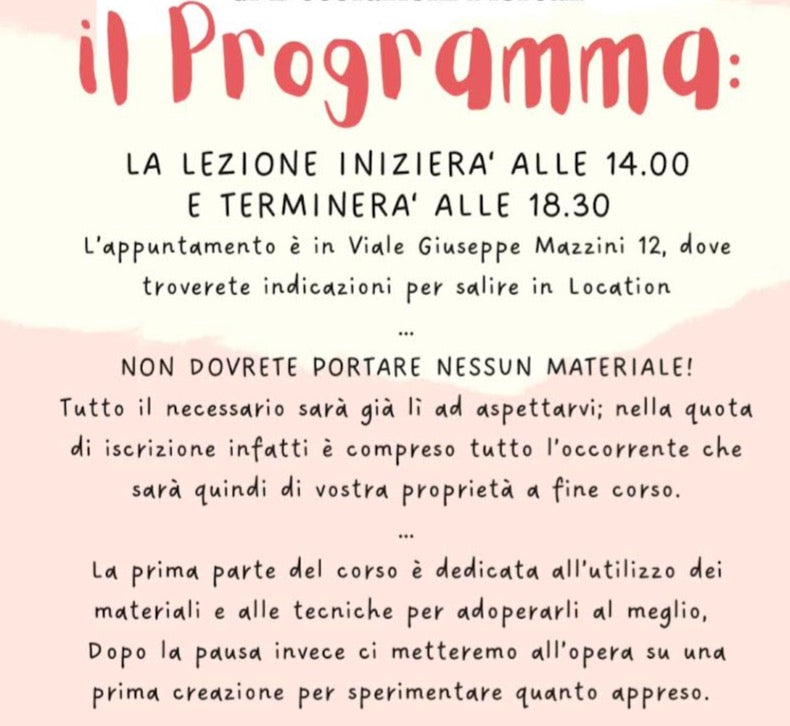CORSO BASE: TECNICHE PRINCIPALI PER LA CREAZIONE DI DECORAZIONI FLOREALI IN CARTA CRESPA
